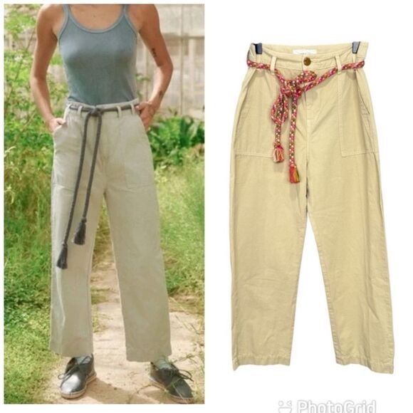 NEW The Great The Voyager Rope Belt Pant Khaki Rainbow Belt Size 28 - Picture 1 of 6